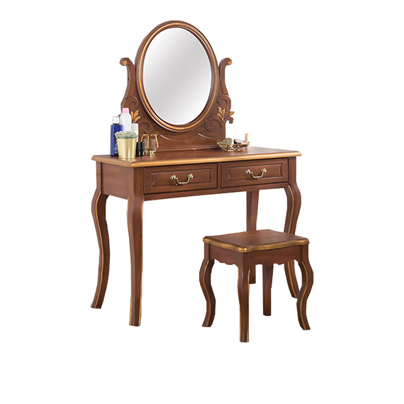 Victorian Make-up Vanity with Drawer and Mirror, Solid Wood Vanity Dressing Table