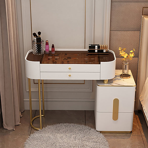 15.74" Wide Vanity Desk with 5/6 Storage Drawers Glam Glass Dresser