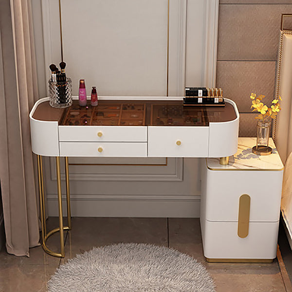 15.74" Wide Vanity Desk with 5/6 Storage Drawers Glam Glass Dresser