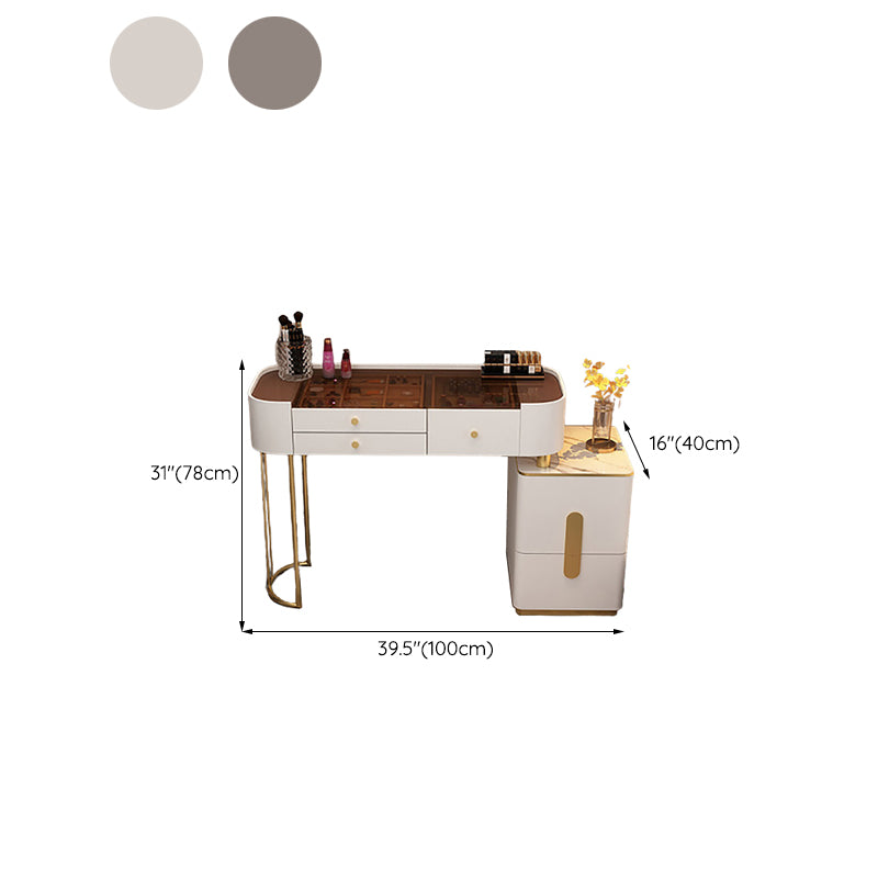 15.74" Wide Vanity Desk with 5/6 Storage Drawers Glam Glass Dresser