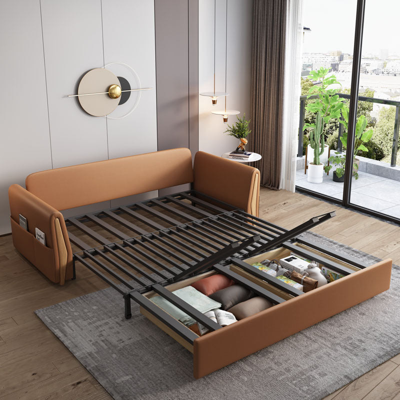 Faux leather Sleeper Sofa 30.70" Wide Scandinavian Sofa Bed with Detachable Mattress