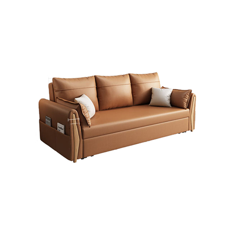 Faux leather Sleeper Sofa 30.70" Wide Scandinavian Sofa Bed with Detachable Mattress