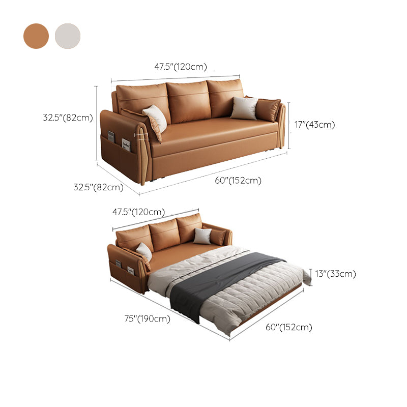 Faux leather Sleeper Sofa 30.70" Wide Scandinavian Sofa Bed with Detachable Mattress