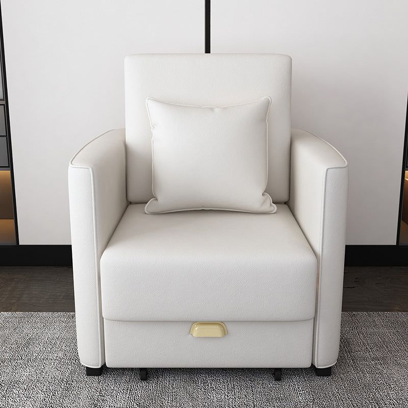 Metal Frame Futon Chairs Faux leather Square Arms Sofa Bed with Upholstered, 31.49" Wide