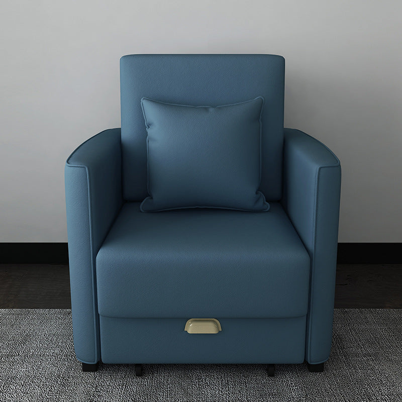 Metal Frame Futon Chairs Faux leather Square Arms Sofa Bed with Upholstered, 31.49" Wide