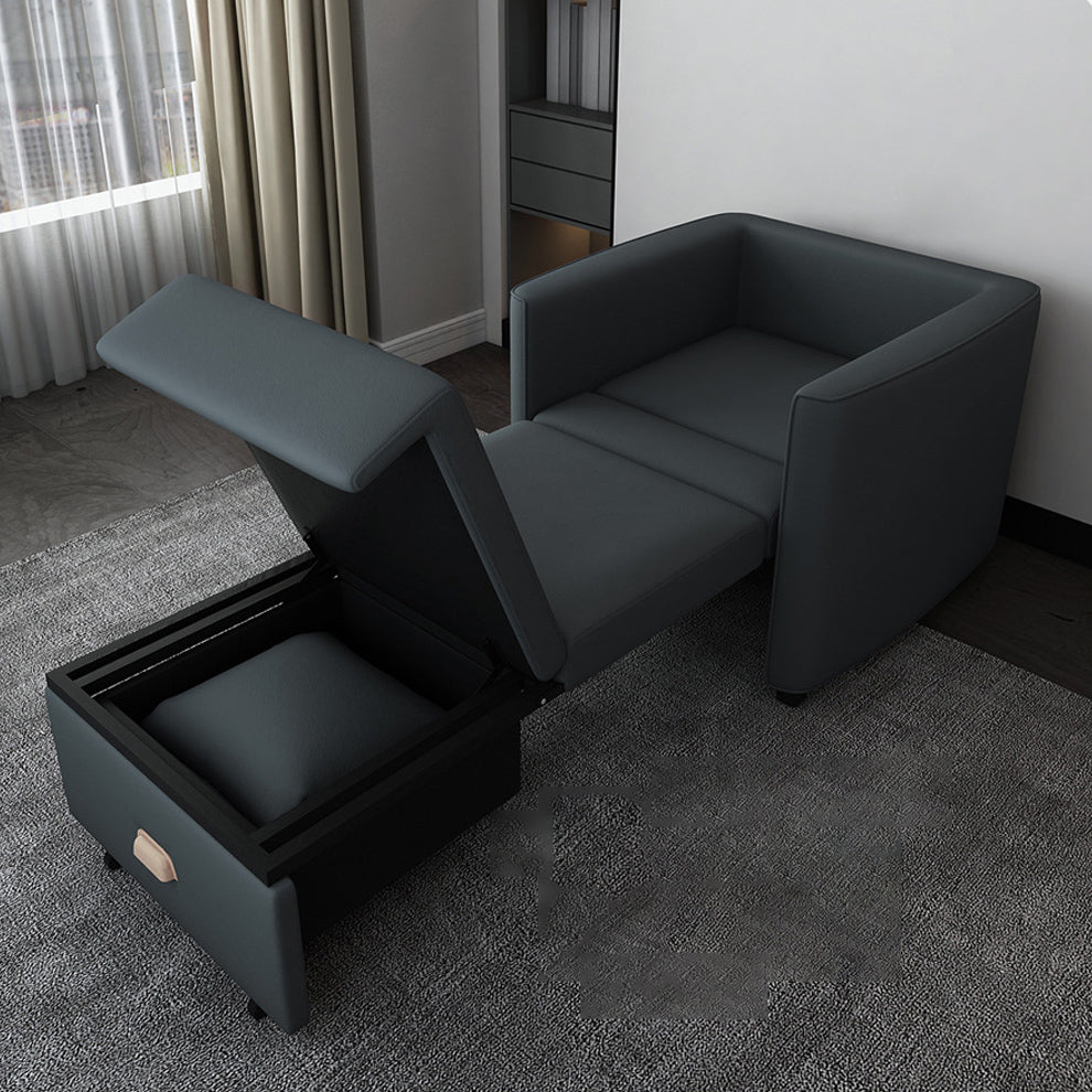 Metal Frame Futon Chairs Faux leather Square Arms Sofa Bed with Upholstered, 31.49" Wide