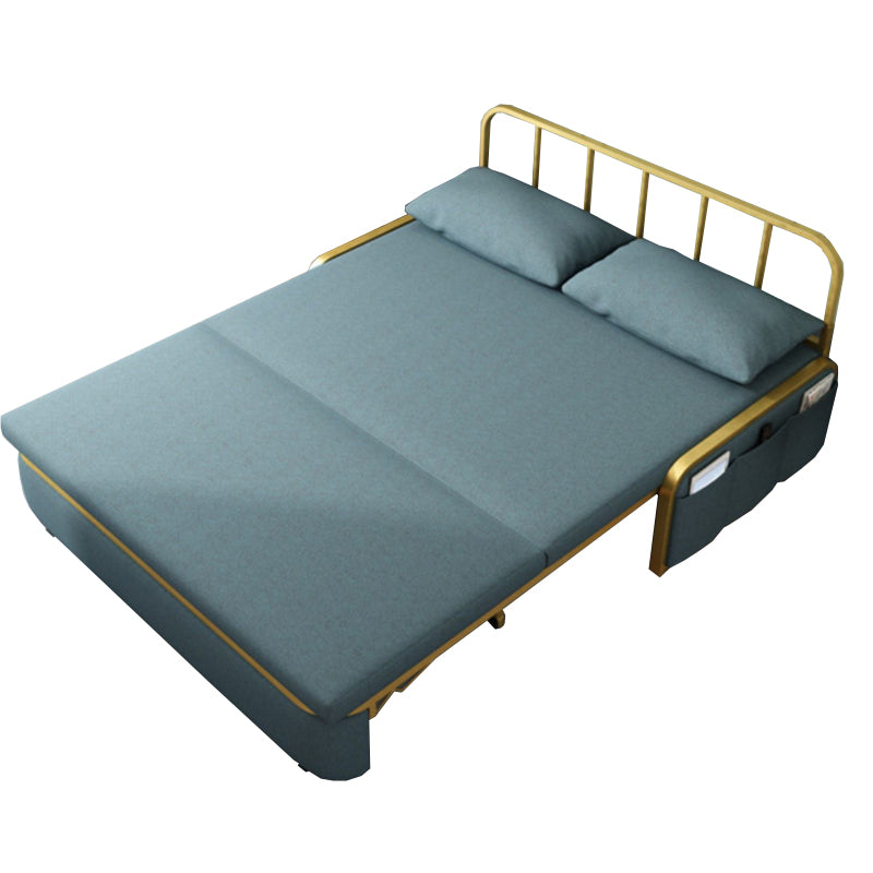 Green Sleeper Sofa Glam Style Foldable Faux leather Sofa Bed