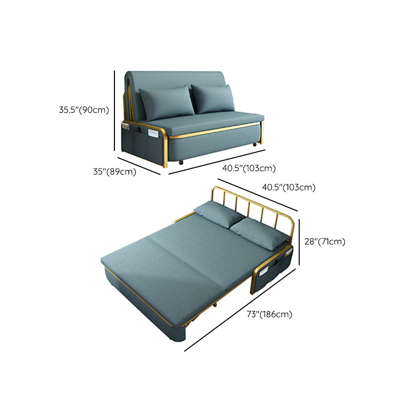 Green Sleeper Sofa Glam Style Foldable Faux leather Sofa Bed