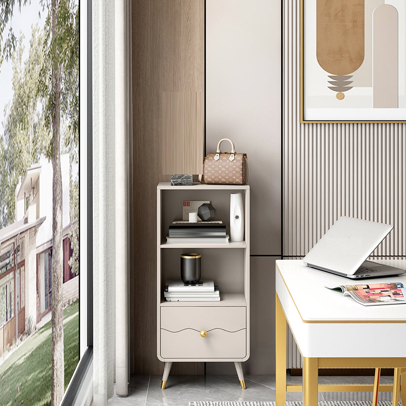 Contemporary Shelf Bookcase Wood Bookshelf with Drawer for Living Room