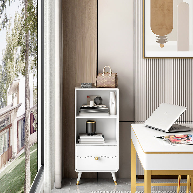 Contemporary Shelf Bookcase Wood Bookshelf with Drawer for Living Room