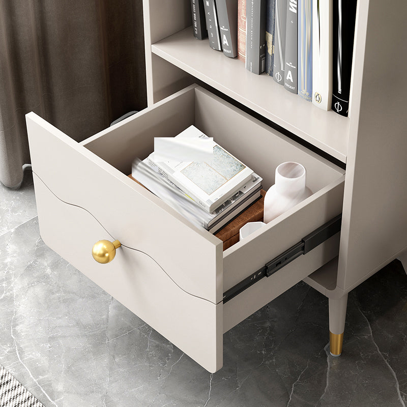 Contemporary Shelf Bookcase Wood Bookshelf with Drawer for Living Room