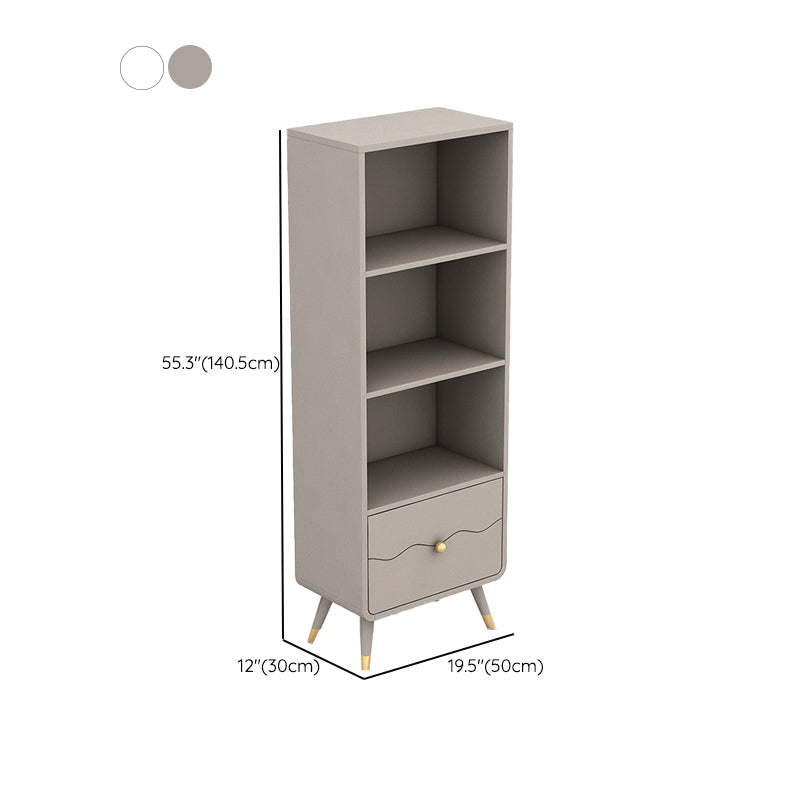 Contemporary Shelf Bookcase Wood Bookshelf with Drawer for Living Room