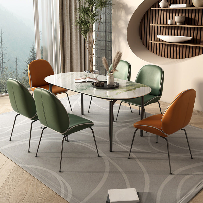 Oval Stone Dining Table Modern Metal Legs Dining Table for Dining Room
