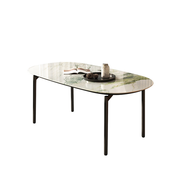 Oval Stone Dining Table Modern Metal Legs Dining Table for Dining Room
