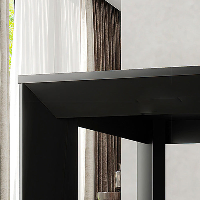 Rectangle Black Base Dining Table Modern Pine Wood Table for Kitchen Living Room