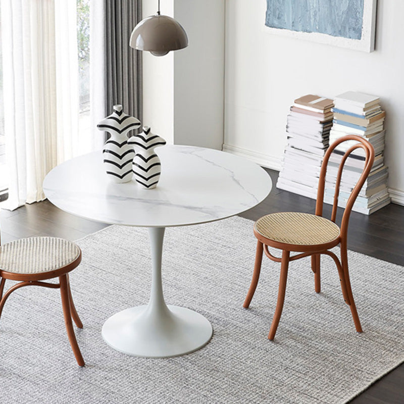 Modern Round Table Sintered Stone Table with Metal Legs for Home