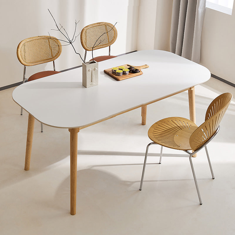 Modern Style Rectangle Table Sintered Stone Table with Wood Legs for Home