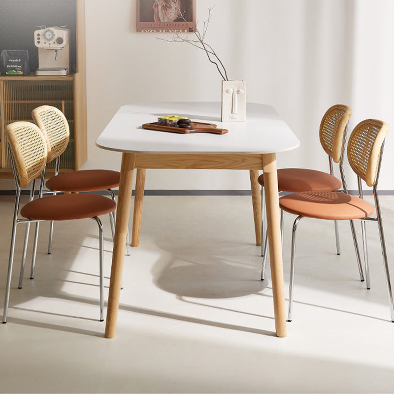 Modern Style Rectangle Table Sintered Stone Table with Wood Legs for Home