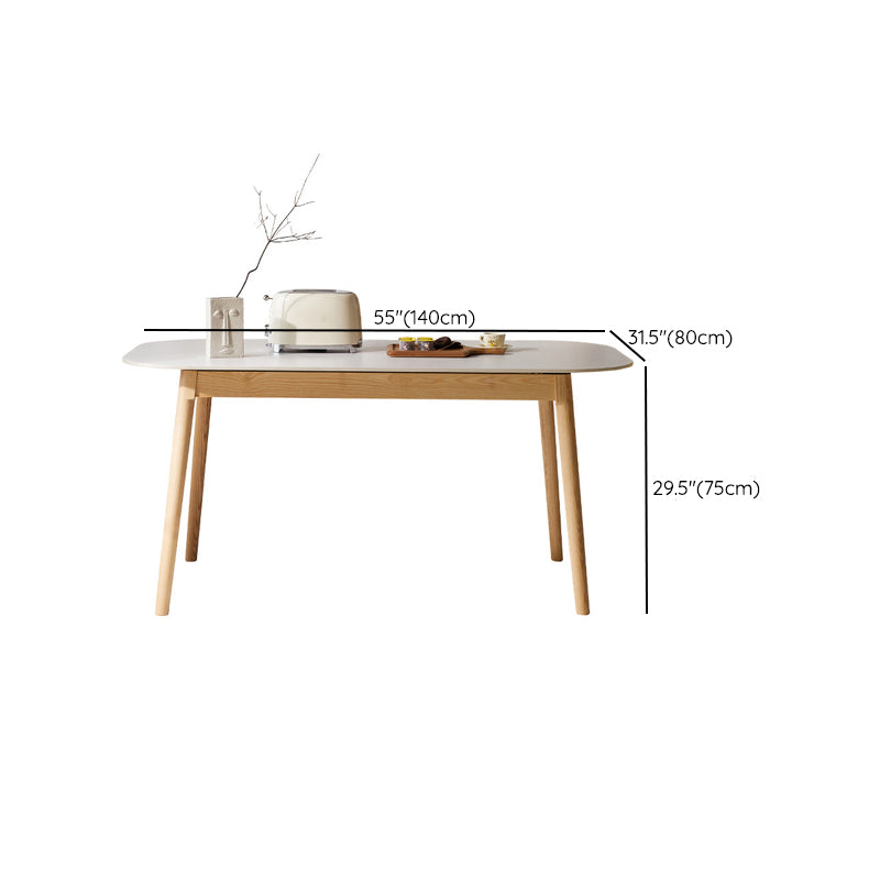 Modern Style Rectangle Table Sintered Stone Table with Wood Legs for Home