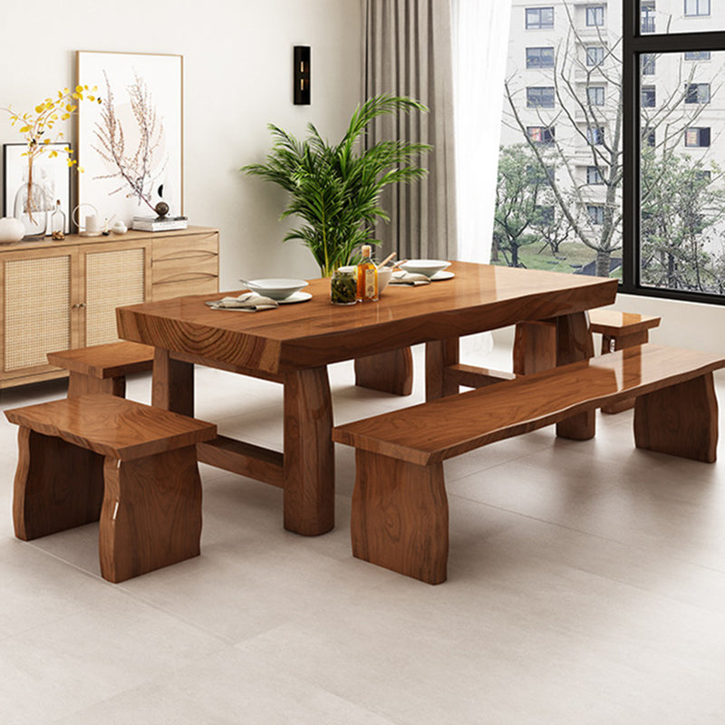 Rectangle Double Pedestal Dining Table Modern Pine Wood Table for Kitchen Use
