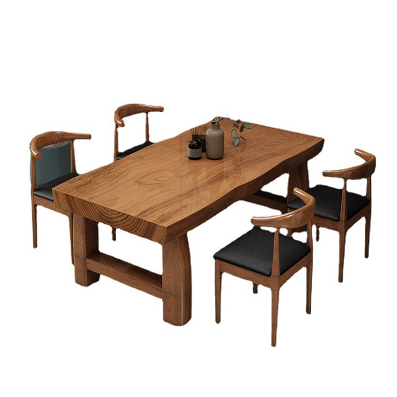 Rectangle Double Pedestal Dining Table Modern Pine Wood Table for Kitchen Use