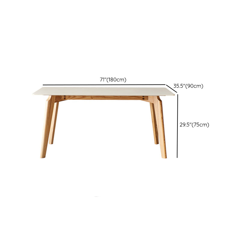 Modern Style Rectangle Table Sintered Stone Table with Wood Legs for Kitchen