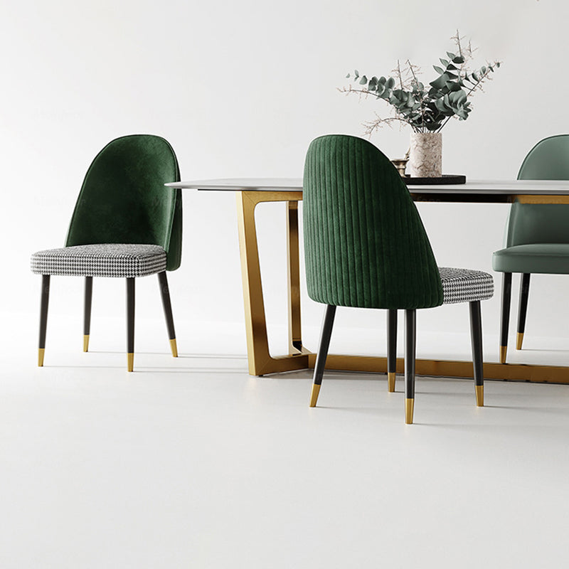 Glam Rectangle Table Sintered Stone Table with Metal Legs for Kitchen