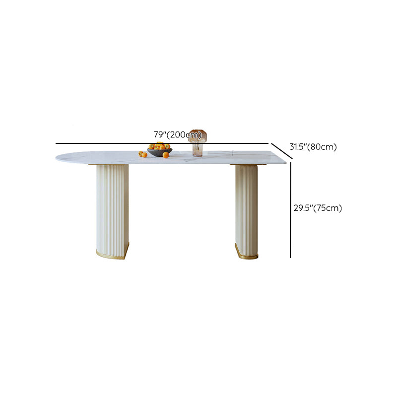 Modern Double Pedestal Dining Table Stone Table for Living Room