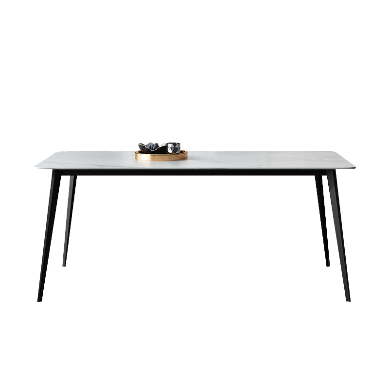 White Stone Dining Table Industrial Rectangle Dining Table for Dining Room