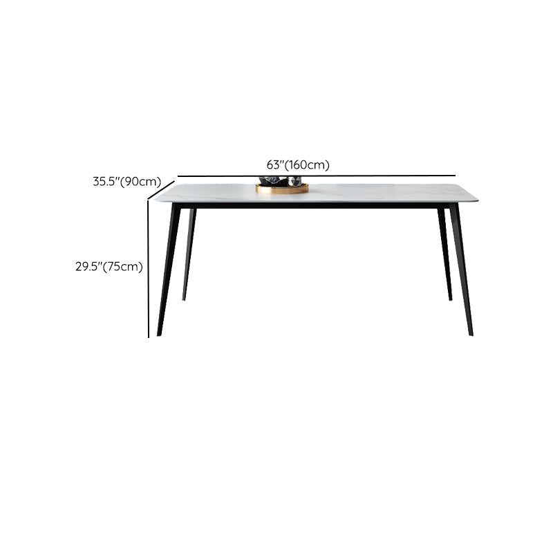 White Stone Dining Table Industrial Rectangle Dining Table for Dining Room
