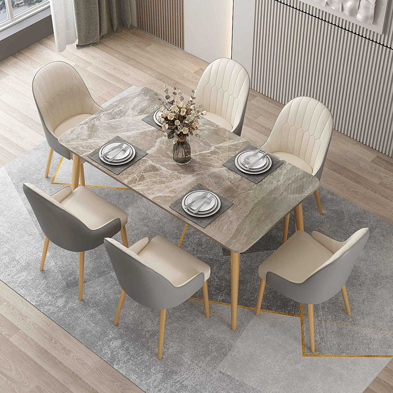Rectangle 4 Legs Dining Table Modern Stone Table for Kitchen
