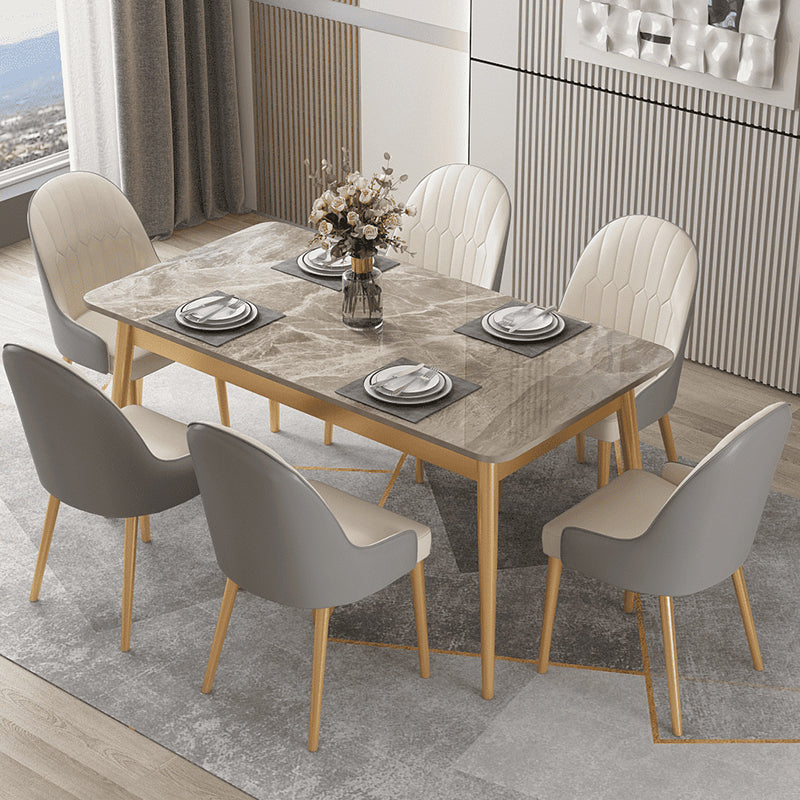 Rectangle 4 Legs Dining Table Modern Stone Table for Kitchen