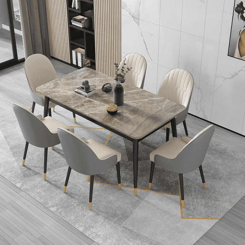 Rectangle 4 Legs Dining Table Modern Stone Table for Kitchen
