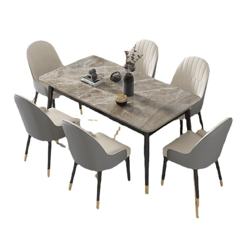 Rectangle 4 Legs Dining Table Modern Stone Table for Kitchen