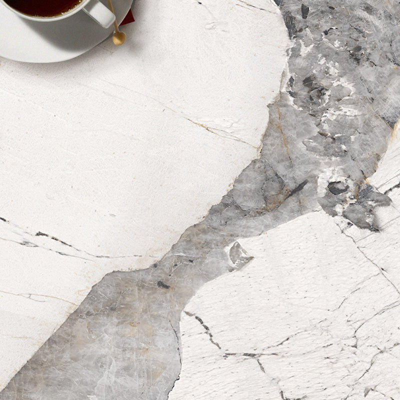 Industrial Rectangle Stone Dining Table Metal 4 Legs Dining Table