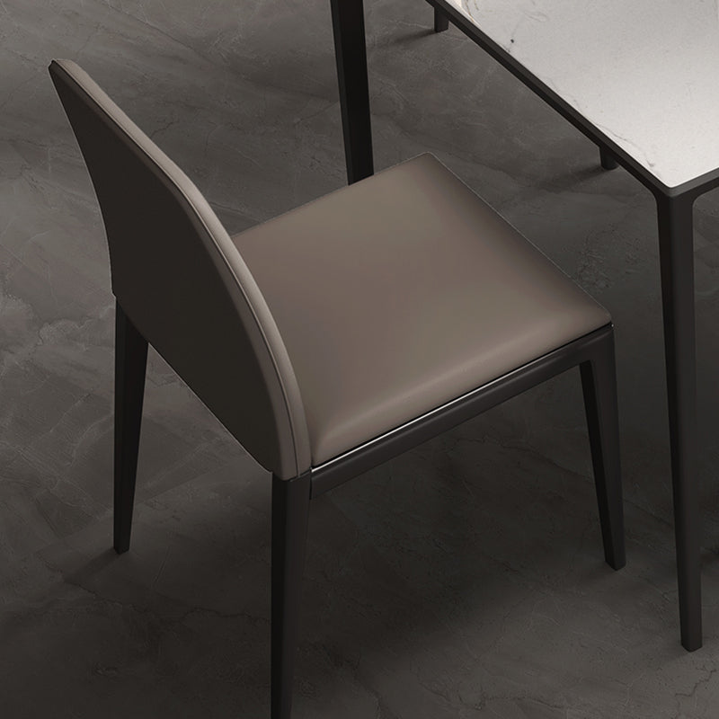 Industrial Rectangle Stone Dining Table Metal 4 Legs Dining Table