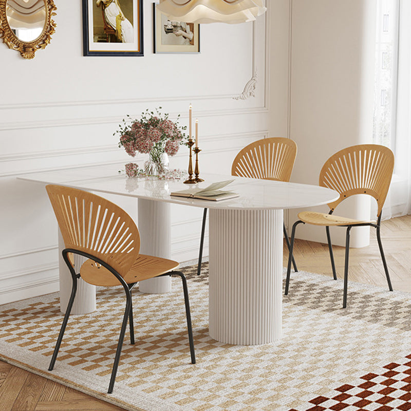 Modern 3 Legs Dining Table White Stone Table for Dining Room