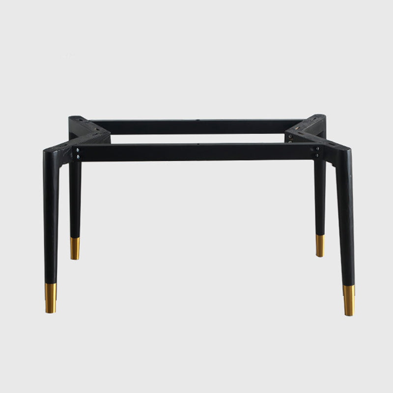 Mid-Century Modern Rectangle Dining Table Stone Top and Solid Wood Legs Dining Table
