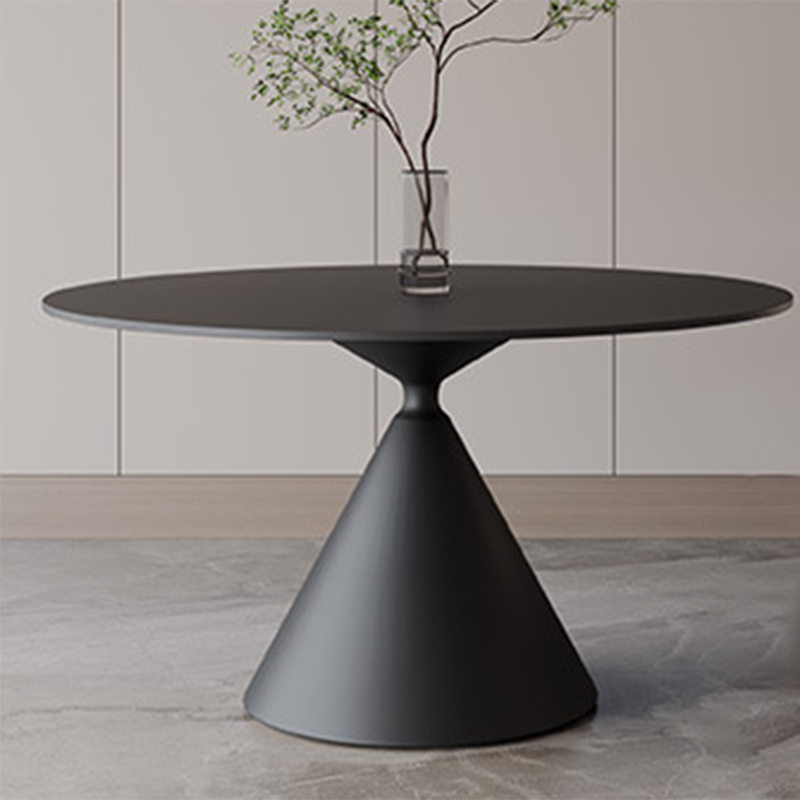 Contemporary Style Dining Round Table Sintered Stone Table with Metal Legs for Home