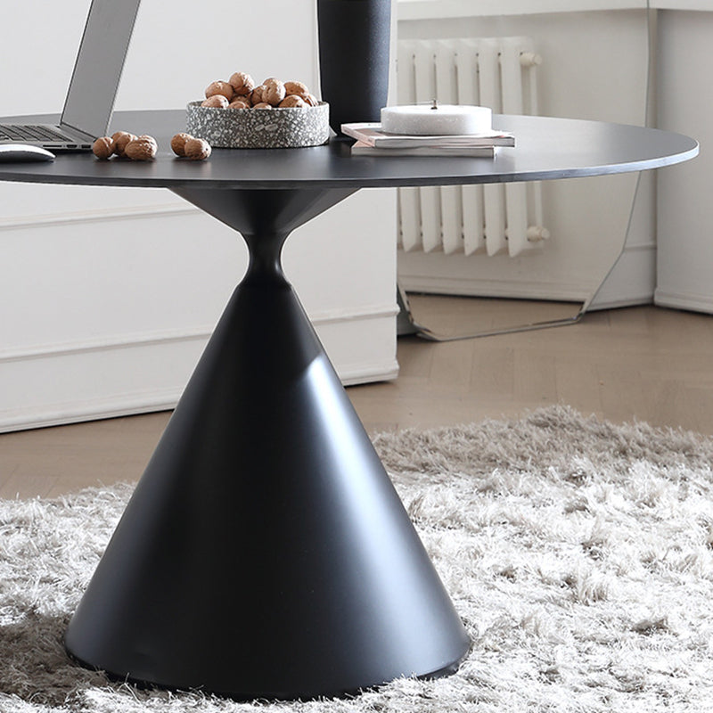 Contemporary Style Dining Round Table Sintered Stone Table with Metal Legs for Home