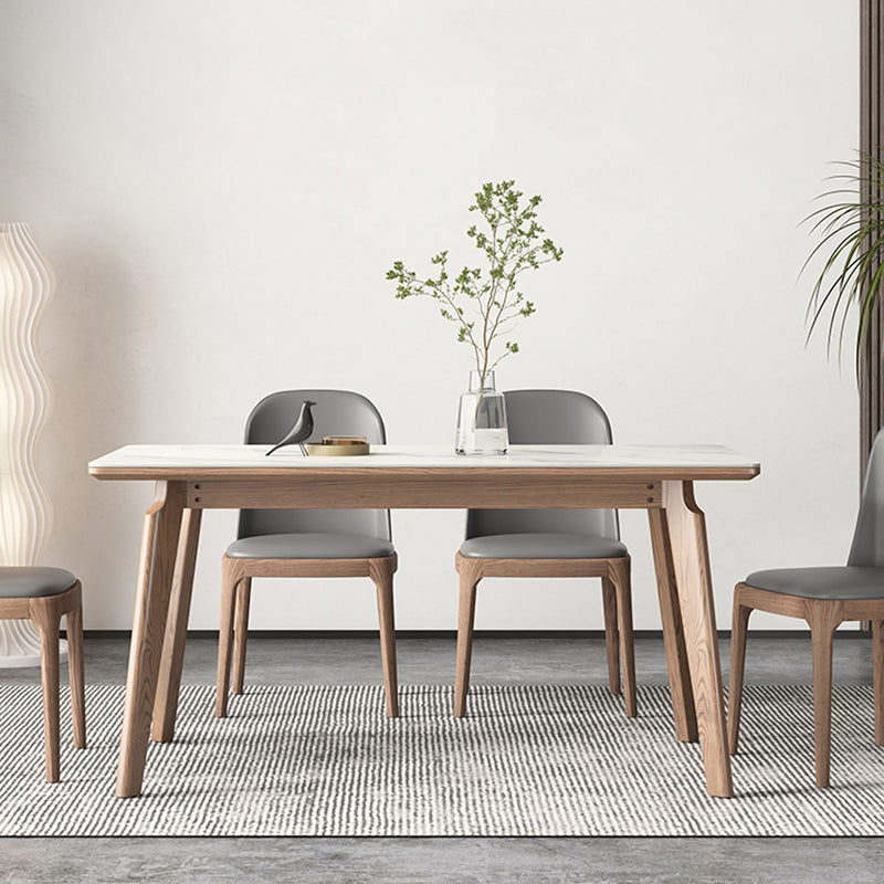 Rectangle Solid Wood Legs Table Contemporary Stone Dining Table for Dining Room