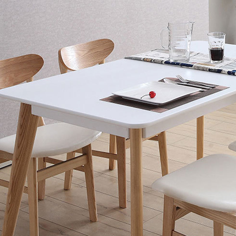 Rectangle 4 Legs Dining Table Modern Ash Wood Base Table for Kitchen