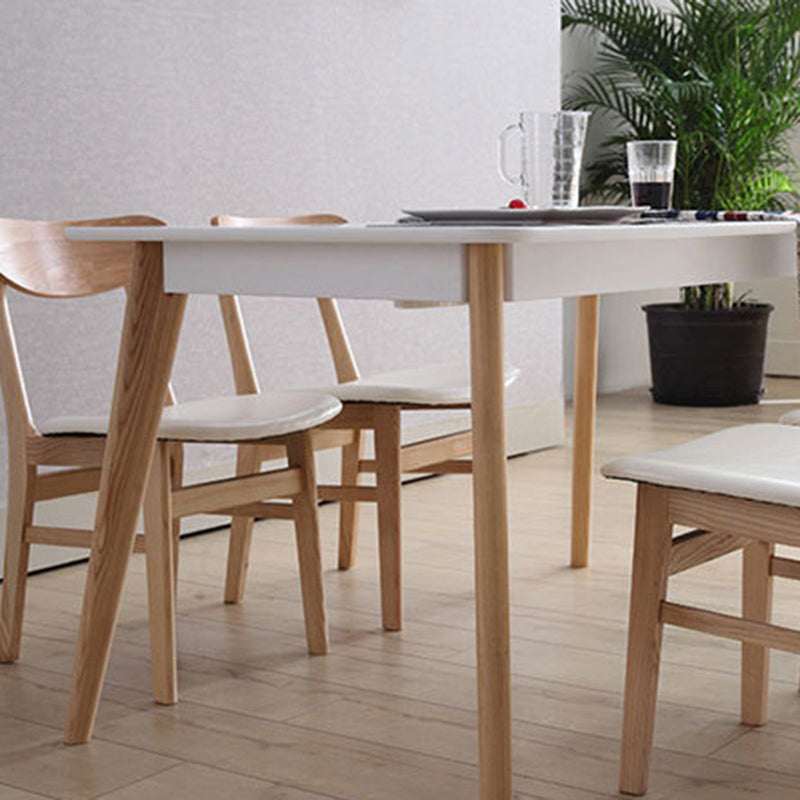 Rectangle 4 Legs Dining Table Modern Ash Wood Base Table for Kitchen