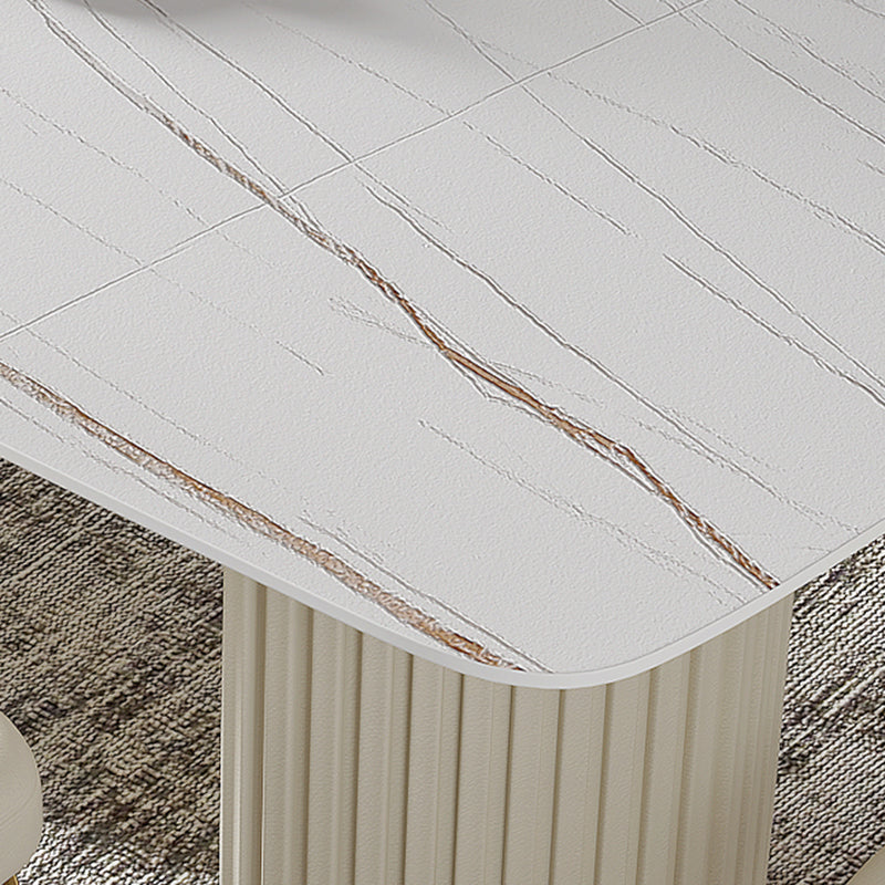 Contemporary Dining Rectangle Table Sintered Stone Table with Metal Legs for Home