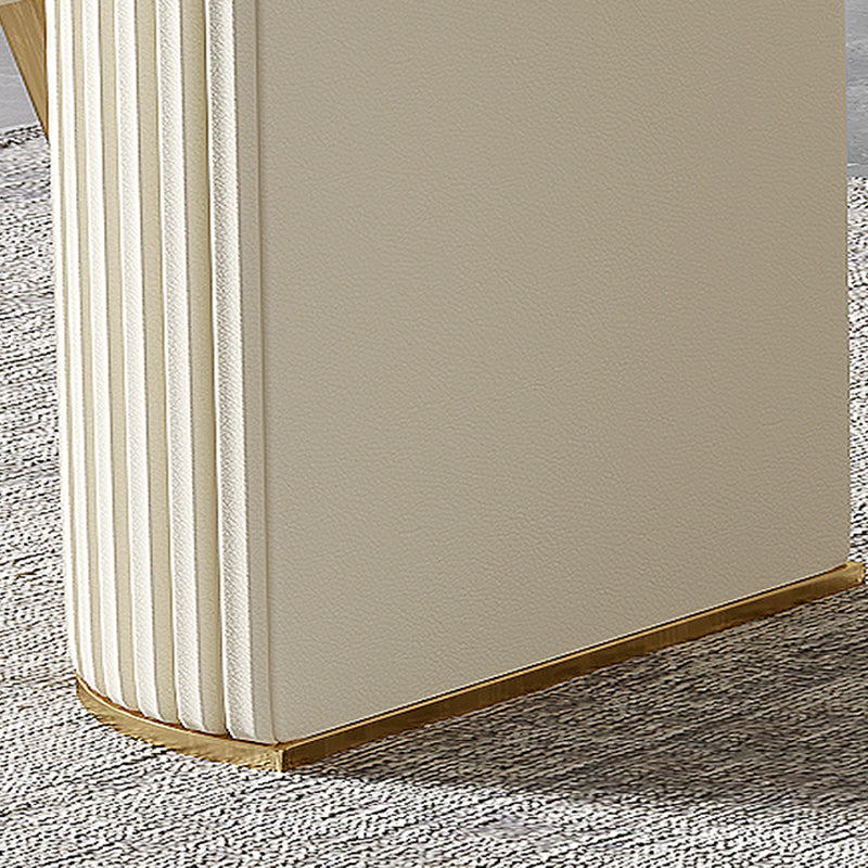 Contemporary Dining Rectangle Table Sintered Stone Table with Metal Legs for Home