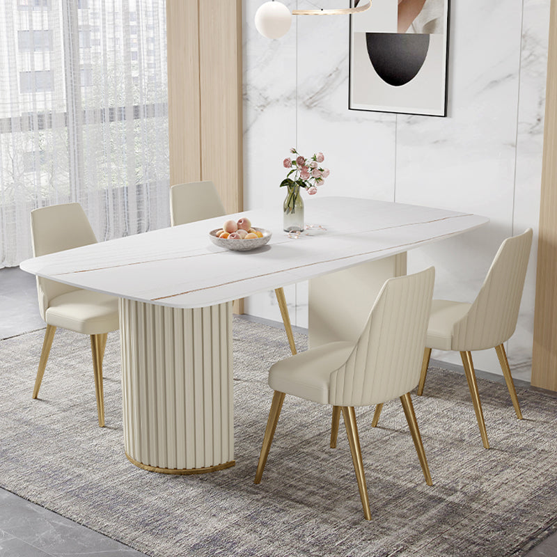 Contemporary Dining Rectangle Table Sintered Stone Table with Metal Legs for Home