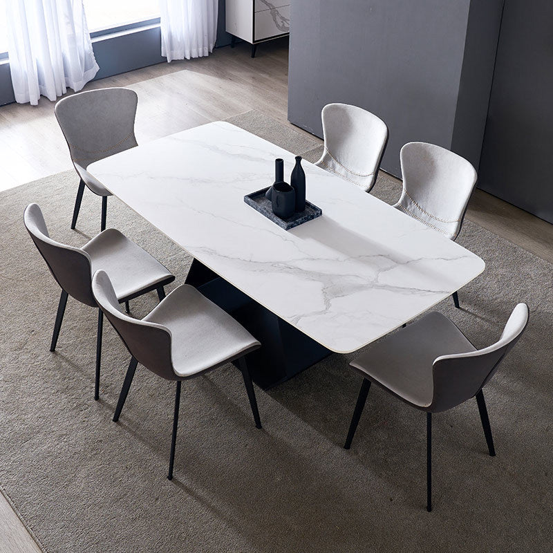 Rectangle Black Base Dining Table Modern Stone Table for Dining Room