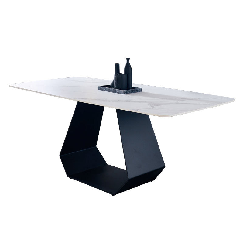 Rectangle Black Base Dining Table Modern Stone Table for Dining Room