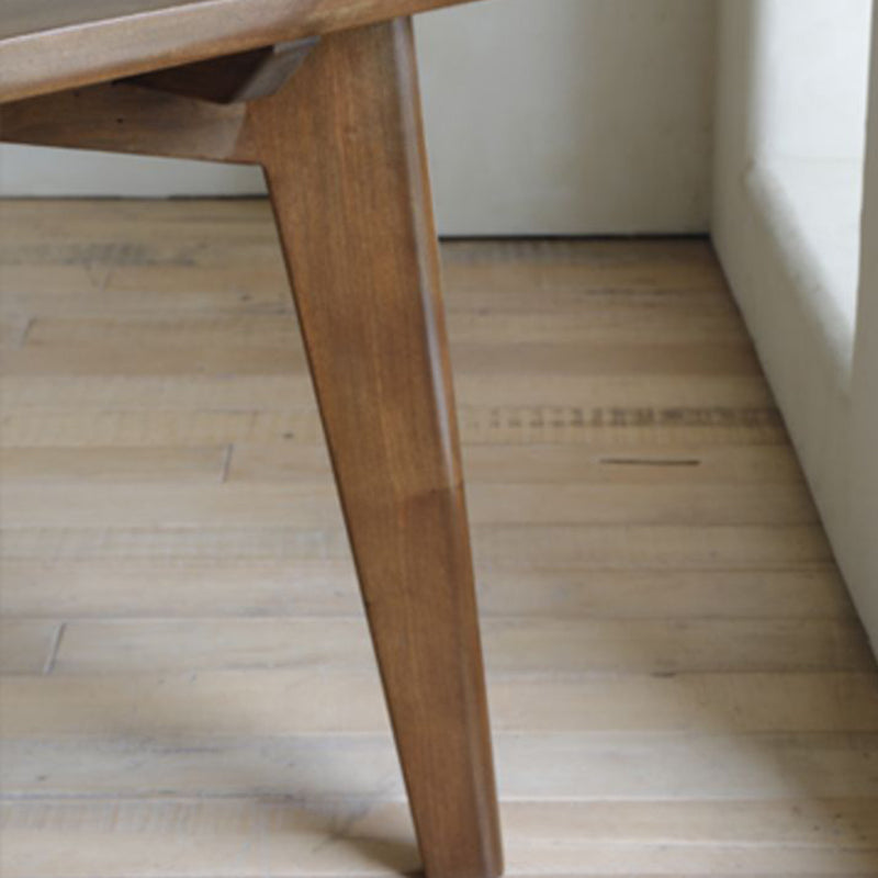 Rectangle Brown Base Dining Table Modern Pine Wood Table for Living Room