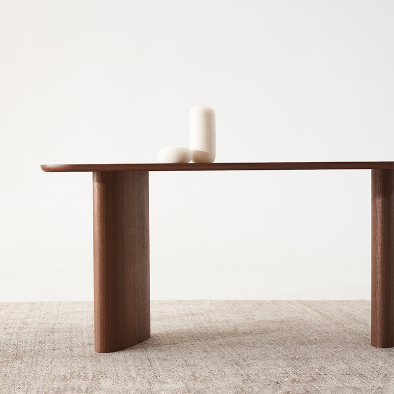 Medieval Modern Pine Wood Table Rectangular Wood Table with Double Pedestal